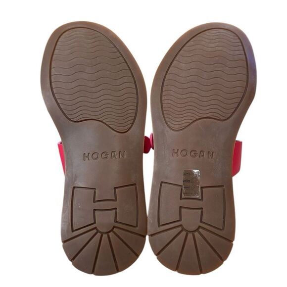NEW HOGAN Women's Pink Leather Buckle Flip Flop Slip Sandals Dust Bag 37 7 - Picture 6 of 8